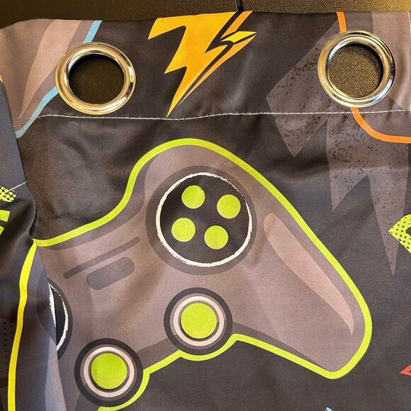 Jekeno Colorful Xbox Gamer Gamepad Blackout Grommet Curtains 2 Panels 42x63in - Picture 2 of 3